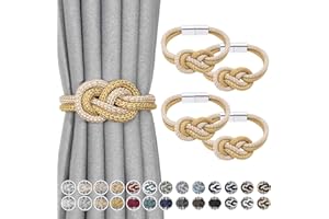 Pretty Jolly Mini magnetische Vorhang Raffhalter Nordisch Einfacher Stil Vorhang-Raffhalter Elegante dekorative Vorhang drapieren Krawatte zurück für Haus Fenster Drapery, Gold & Beige, 4 Stück
