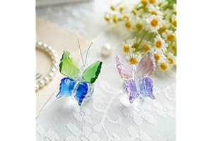 H&D HYALINE&DORA Confezione da 2 pezzi fatti a mano K9 Crystal Flying Butterfly con base a sfera figurine carino collezione di vetro ornamento animale fermacarte per la decorazione della casa
