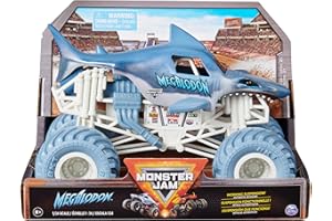 Monster Jam, Official Megalodon Monster Truck, Collector Die-Cast Vehicle, 1:24 Scale, Kids’ Toys for Boys and Girls Aged 3 and up, Grey