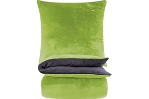 ‎BASATEX BaSaTex Winter Plüsch Bettwäsche Set Nicky-Teddy Cashmere-Touch Coral Fleece | 135x200 155x220 200x200 200x220 + 80x80 Kissenbezug | Größe: 135x200 | Farbe: Anthrazit Grün