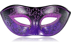 MYSEUNI 2025 Neue lila Maskerade Maske für Herren - Retro venezianische Herren-Maskerade Maske für Cosplay, Halloween, Party, Karneval