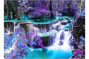 QENSPE Diamond Painting Cascata, Kit per Diamond Painting 5D, Pittura Diamante Fai da Te, Scenario Diamond Painting Kit Completo Viola Albero Diamond Painting Bambini, Decorazione per Casa e Pareti 40x30cm