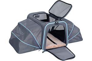 Petsfit Faltbarer Transporttasche Katze und Hund,Katzentransportbox Hundetragetasche erweiterbare Flugtasche Oxford Gewebe mit Schultergurt für Katze und Hund