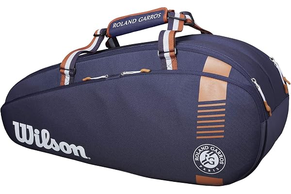 Wilson Sac à Raquettes Roland Garros Team 3, Jusqu'à 3 Raquettes, Bleu Marine/Marron, WR8006801001