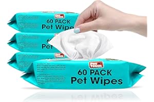 Pet Touch X 60 Pack All Purpose PET WIPES for daily Cleaning of your Dogs and Cats Deodorizing ALCOHOL FREE and WET Moist Dog Paw Cleaner & Dog Ear Cleaner Wipes Pack (240 Wipes)