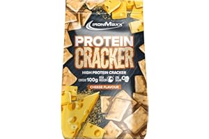 IronMaxx Protein Cracker - Queso 100g | Aperitivo crujiente y bajo en azúcar con un 21% de proteínas | Horneado y no frito