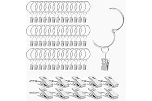 SWTYExt 90 Piezas Anillas para Cortinas con Pinza Set con 40 Piezas Anillas Cortinas 50 Piezas Pinzas para Cortinas 32mm Argollas para Cortinas Ganchos Cortinas para Cortinas & Barras de Cortina
