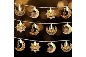 Eledreme ramadan lichterkette, 3m 20 led lichterkette innen batterie ramadan deko, eid mubarak dekoration ramadan laterne, lichterkette ramadan dekoration für Festival, Party Lichtervorhang