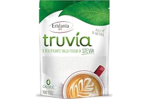 Eridania, Linea Truvía, Dolcificante Naturale Estratto dalle Foglie di Stevia, Ottimo Sostituto allo Zucchero Bianco, con 0 Calorie, Ideale per Dolci, Caffè, Tisane, Bevande, Doypack da 150 gr,