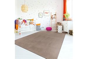 TT Home Tappeto Stanza Bambini Lavabile Moderno Pastello Monocromatico Antiscivolo Soft, Colore:Taupe, Dimensione:120x170 cm
