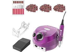 WEIYI fresa per unghie，fresa per unghie 30000 giri kit manicure professionale，Portatile Lima Elettrica Unghie con Modalità Pedale pedicure elettrico（viola）
