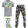 RICK AND MORTY mens 3-pc Lounge Set in Box With T-shirt, Pants and Socks With Multiple Print Options in Sizes S-m-l-xl