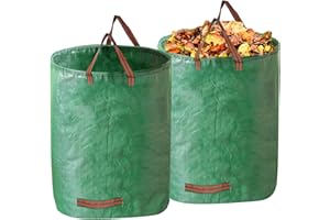 GIGTOOP Saco de basura para jardín,2 x 272 L Sacos de Jardín con Asas, robusto, de polipropileno, grandes para residuos de jardín, césped, hojas, setos verdes, resistentes a desgarros (2X 272L)