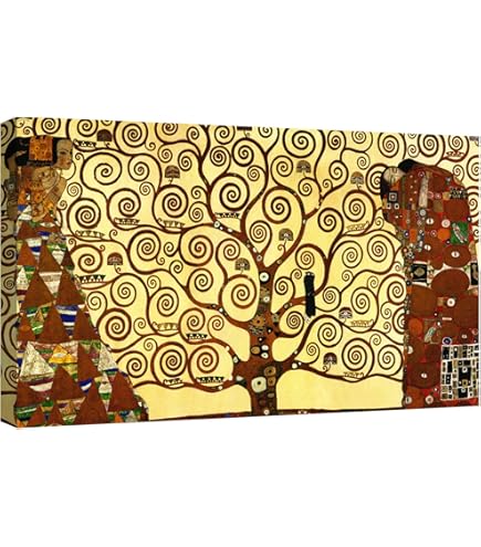 Quadro Gustav Klimt 'Signora Con Ventaglio' - Tela Canvas 100x100cm, Pronto Da Appendere, Per Decorazione Casa - Foto 2