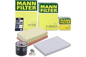 GENERISCH MANN-FILTER Inspektionspaket Filterset 1x Ölfilter, 1x Luftfilter, 1x Innenraumfilter, 1x Ölablassschraube mit Dichtring Kompatibel mit NISSAN QASHQAI (J10, NJ10, JJ10E), X-TRAIL II (T31)