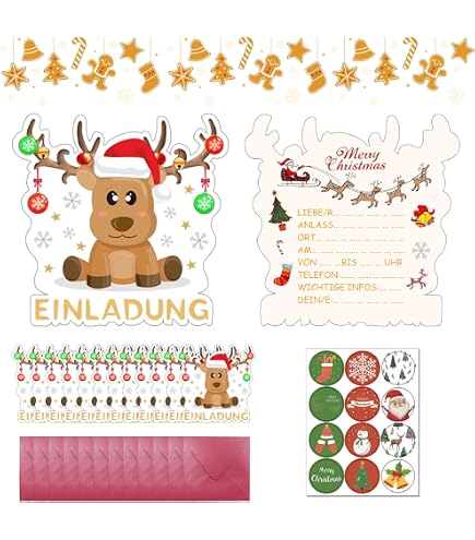 CaiTang Einladungskarten Set, 12 Stück Mit Umschlägen & Aufklebern, Eulen-Design Für Geburtstagsparty