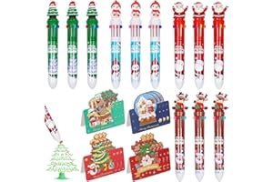 PELLINCH 12 Pezzi Penne a Sfera di Natale, 10-in-1 Penna Multicolore, 12 Biglietto di Natale, Penne a Sfera, Set Penne Natalizie,Biro Natalizie,Penne Multicolore Natalizie,Cancelleria Natalizia, Regalo Natale