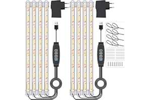 NIELLO 2 Paquetes (4 Barras) de Luz para Cultivo de Plantas, Lámpara de Luz Solar de Espectro Completo con Temporizador 3/9/12H, 10 Niveles Regulables para Suculentas, Estante para Plantas, Bajo Armario