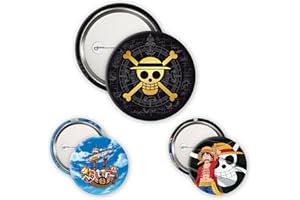 ABYstyle - ONE PEZZO Confezione di badge Skull & Luffy, Dimensions : 1 x 5cm de diamètre, 2 x 3,2 cm, Metallo