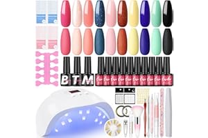 COSCELIA Kit Semipermanente Uñas Lampara Led 36W 10 Colores Uñas Semipermanentes Kit Completo con Top Coat Base Coat y Matte Coat Uñas Accesorios Manicura y Pedicura Kit