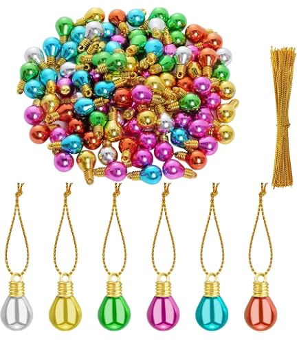 100 Mini Boules De Noël Rouges - 1 Cm, Avec Fil Doré - Pour Décoration Sapin, Maison De Poupée, Bijoux DIY