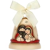 THUN - Special Edition 2022 - Campanella Beige in Ceramica Decorata a Mano con Sacra Famiglia - Idea Regalo Natale 2022 - ø 1