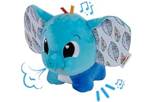 LAMAZE Puffaboo L27467 - słoń, zabawka sensoryczna dla niemowląt, prezent dla świeżo upieczonych rodziców, zabawka rozwojowa dla chłopców i dziewczynek od 3 miesięcy