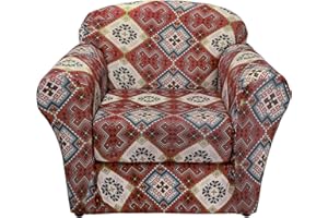 Arquiel Printed Chair Covers, 2 Piece Stretch Armchair Covers Sofa Slipcover Couch Cover, Washable Furniture Protector with Elastic Bottom for Living Room(Red Boho)