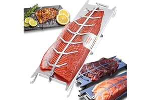 FENNEK Stainless steel flame salmon holder for fire bowls and kettle barbecues, with special clamping mechanism, no screws required, perfect alternative to flame salmon board, made in Germany