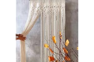 Guozyly Boho macrame gardiner, vävda gobelänger fönstergardiner, bröllopsgardin, vägghängande tapisseri, vävd väggdekoration för vardagsrum sovrum bröllopsfest (A)