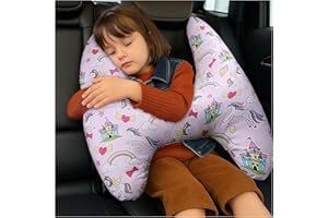 OHAANYY Schlafkissen Auto Kinder, Reisekissen Kinder Auto, Baumwolle Abnehmbarer & Waschbarer Bezug, Weich & Bequem, Ideal für Autofahrten mit Kindern