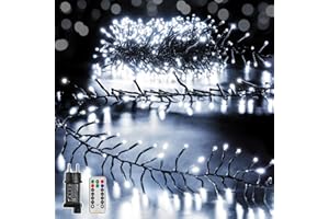 ‎OLLNY Ollny 6m Lichterkette außen 400 LEDs, Lichterketten mit 8 Modus und Timer, Cluster Lichterkette IP44 wasserdicht mit Stecker, für Weihnachtbaum Hochzeit Party (kaltweiß)