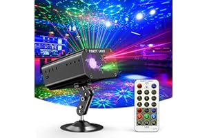 Gvoo partylicht discokugel, Sound Aktivierte Party Light LED Bühnenprojektor 6 Farben 24 Muster mit Fernbedienung für Urlaub Party Kinder Geburtstag Club Lichteffekte Weihnach