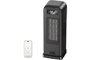 FLANUR Chauffage d'appoint, Chauffage Electrique Silencieux avec Thermostat, Radiateur Céramique PTC avec Écran LED, Radiateur Soufflant avec 3 Niveaux de Chauffage, Minuterie 1-12H, nero
