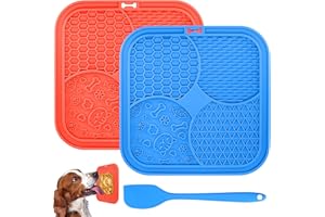 WUGONGSHAN 2 STK Leckmatte Hund, Silikon Schleckmatte Hund, Leckmatte Katze mit Starken Saugnäpfen, Lebensmittelechtem, für Hund, Katzen, Hundebaden, Trainieren, Fellpflege, Krallenpflege Leckmatte