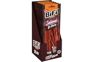 ‎BIFI BiFi Rustic Sticks Salami - 8er Pack (8 x 80 g) - Herzhafter Salami Snack im rustikalen Stil - Proteinreicher Fleisch Snack für unterwegs Büro und Zuhause - zum Teilen