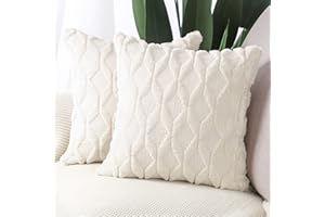 Madizz 2 Pezzi Federe in Lana Corta Velluto Copricuscini Morbido Decorativo Fodere per Cuscino Lusso Stile per Divano Camera da Letto Beige Quadrate 50x50 cm