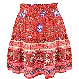 N - A Gonna Corta Boemia Etnico Gonna Stampa Floreale Ruffles Pieghettato Gonna Estiva da Donna