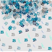 Happy 18th Birthday Banner Decorations - Large Blue & Silver Backdrop Sign, 'Cheers To 18' 9 thumbnail image
