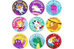 Sweetzer & Orange Pegatinas de recompensa para profesores. 1008 pegatinas para niños en 9 diseños. Pegatinas escolares de 1 pulgada en hojas. Suministros para profesores para el aula