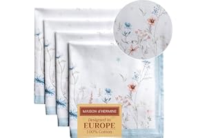 MAISON D' HERMINE Set di 4 tovaglioli, motivo Ice Florals, 100% cotone, morbidi e confortevoli, perfetti per cene in famiglia, matrimoni, cocktail, cucina, casa, Giorno del Ringraziamento e Natale (45 cm x 45 cm)