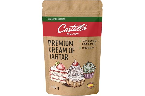 Castello since 1907 Rent Vinstenspulver 100g | Kaliumbitartrat E336(i) Naturligt Jäsmedel och Bakpulver för Bakning, Maränger