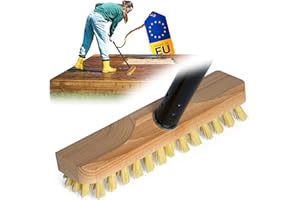NOVALIV Brosse à récurer PPN en bois avec poils 4 pièces Filetage et manche à vis Idéale pour nettoyer le balcon, la terrasse, le jardin, l’intérieur et l’extérieur