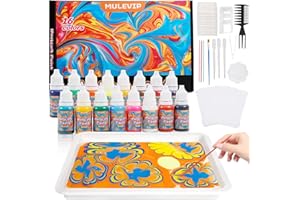 ITMNMNL Vernice Marmorizzante ad Acqua per Bambini 16 Colori Kit di Pittura Marmorizzata Kit di Verniciatura ad Acqua,Idee Regalo per Ragazze e Ragazzi,Kit Pittura per Bambini 6-12 Anni