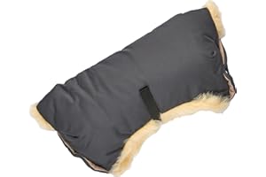 Naturasan HW-03-Bambini Lambskin Hand Warmer, Warm Pram Hand Muff with Lambskin Lining, Muff, Kiwa, Buggy, Jogger, Bike Trailer, Grey