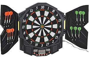 HOMCOM Cible Jeu de fléchettes électronique 27 Jeux jusqu'à 8 Joueurs LED Haut-Parleur Noir