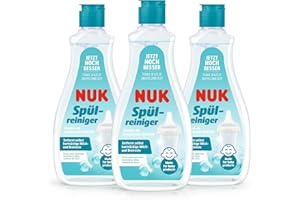 Detergente per biberon NUK | 500 ml | Ideale per la pulizia di biberon, tettarelle e accessori per bambini | Detergente senza profumazione | pH neutro | Flacone 100% riciclabile | 3 pezzi