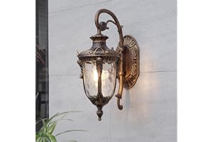 ZenithBeam Utomhus vägglampa lykta, vattentät aluminium glas utomhus vägglampa, brun retro trädgård vintage utomhusljus, rust