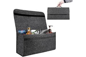 Trintion Car Storage Bag 50x30x15cm Car Boot Organiser Large Anti-Slip Car Boot Storage Bag Foldable Car Boot Bag with Fastening Flip Cover Car Boot Tidy Organiser Tools (Black Large)