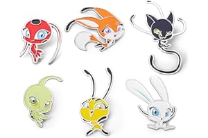 corimori Miraculous Ladybug 6 broches de esmalte Kwami, joyas